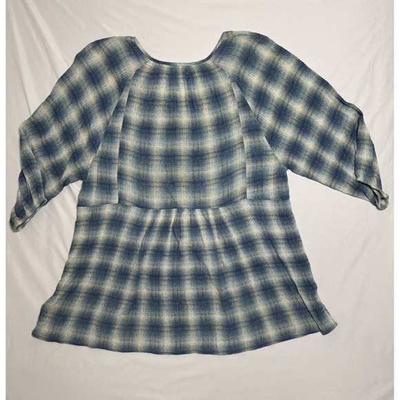 Maeve Anthropologie Calavon Plaid Blue Tunic Top Size Medium - Picture 4 of 6